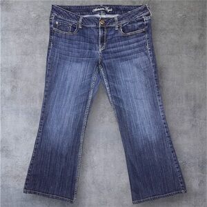American Eagle Stretch Flare Jeans/Size 16 Long/ Blue Denim Cotton Blend